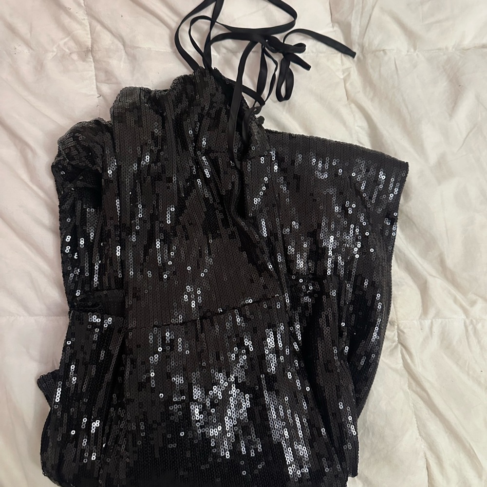 Urban outfitters Elwood wide leg halter sequined black jumpsuit